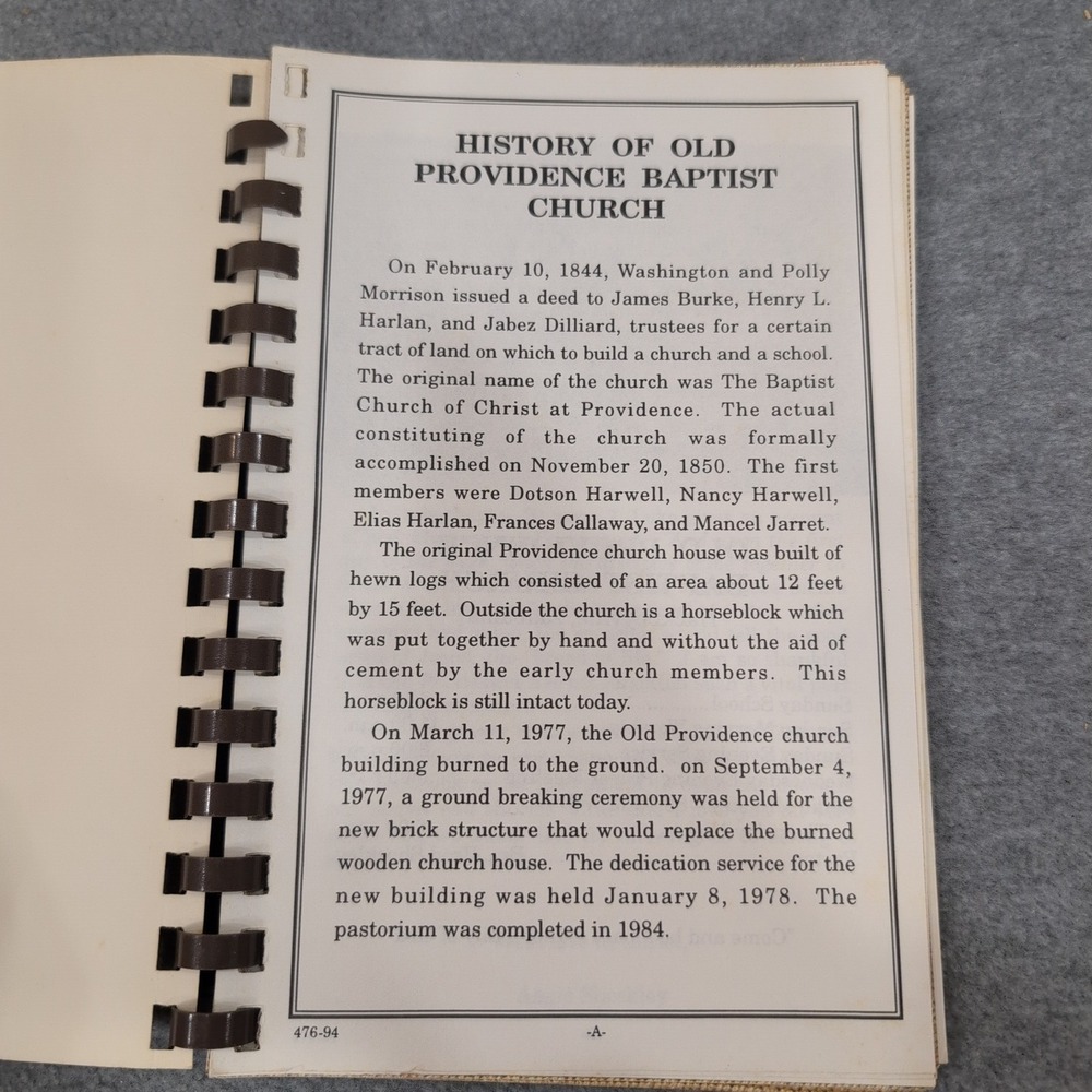 Old Providence Baptist Church Hackneyville, Alabama History Cookbook Recipes‎ - Picture 2 of 3
